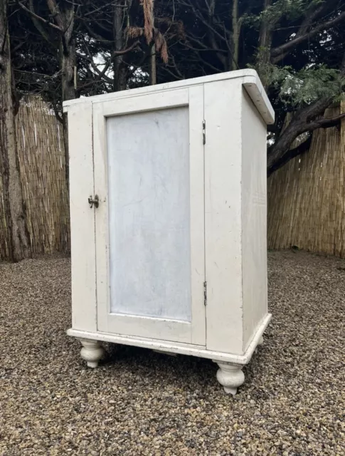 Vintage Solid Pine Painted Meat Safe Pantry Larder Workshop Cupboard #M