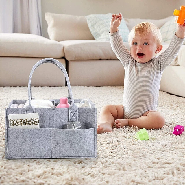 Baby Diaper Caddy Bag Portable Foldable Felt Diaper Nursery Bag Large Capacity M