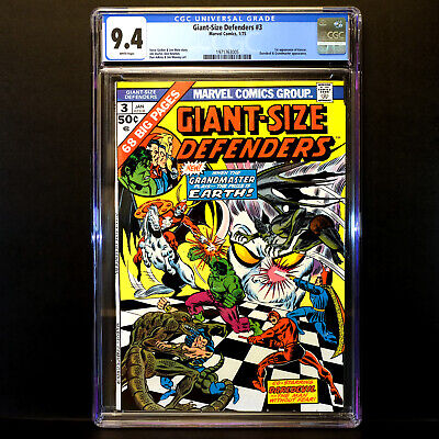 GIANT SIZE DEFENDERS #3 (1975) 🔥 1st Appearance KORVAC 🔥 CGC 9.4 - WHITE Pages