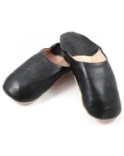 Babouches Berbères En Cuir – Fait Main Au Maroc – Bleu – Bout Rond – Homme