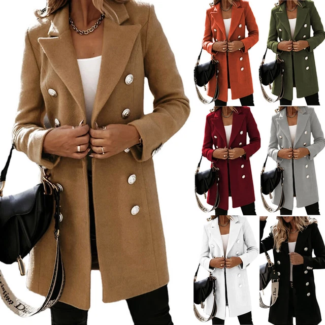 Fashion Turndown Collar Jacket For Women Autumn Winter Long-sleeved Double-breas