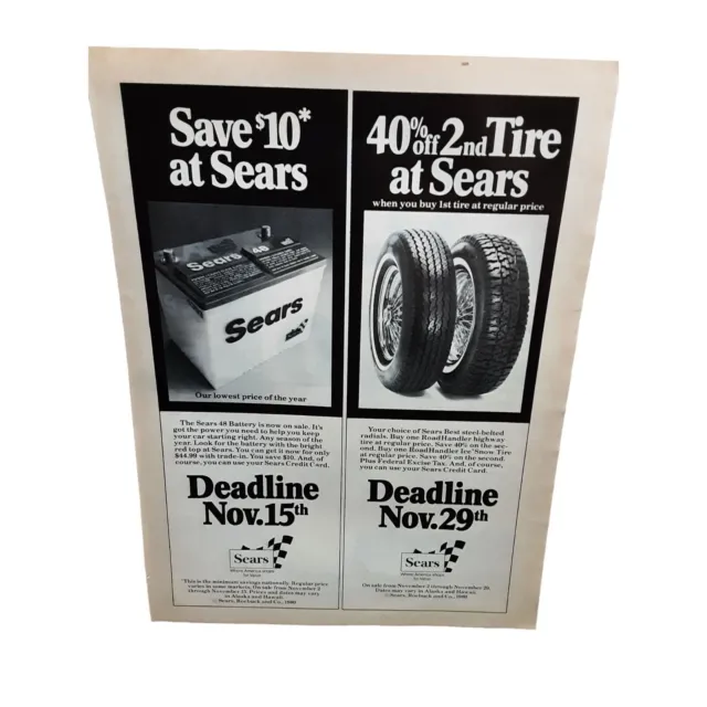 Sears Battery Tires vintage 1980 Magazine Ad vintage