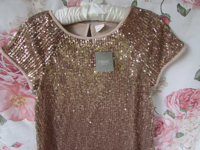 BNWT Gold Sequin Party Occasion Dress By Next 10-11 £45 2