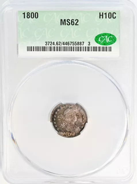 1800 Draped Bust H10C Cac Ms 62