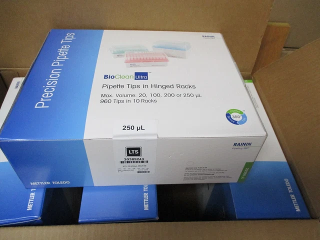 METTLER TOLEDO RAININ PIPETTE TIPS 10 RACKS 960 TIPS, 20/200uL PART#30389243