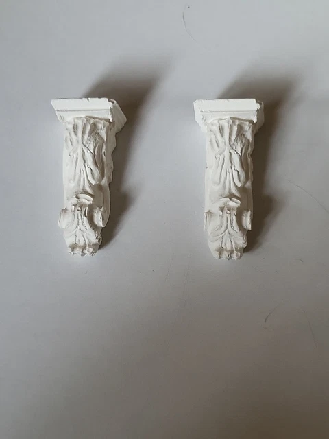 Dolls House - Handmade Pair Of Plaster Corbels 1/12Th Scale