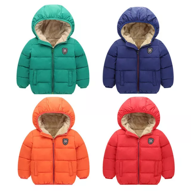 Winter Toddler Kids Boys Girl Warmer Thicken Hooded Fleece Jacket Coat Outerwear 3