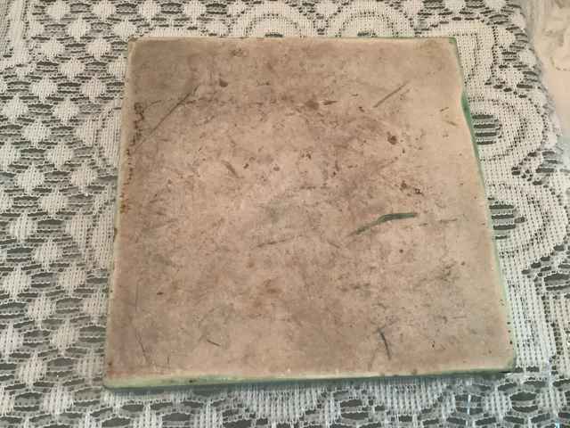 Vintage Antique Green & White Colonial Man Gentleman Silhouette Tile 2