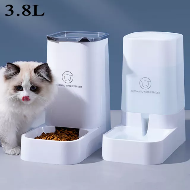 Automatic Pet Feeder Large Cat Dog Food Dispenser/Water Fountain Drink Bowl UK