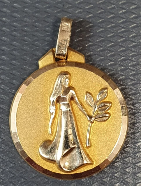 Médaille Zodiacale Sagittaire Plaqué Or Vintage - Pendentif Carré Unisexe, Style Années 70, NEUF