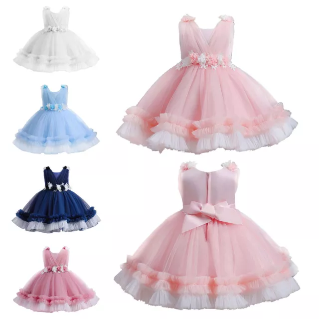 Baby Flower Girl Dress Toddler Ruffle Tulle Sleeveless Princess Party Wedding