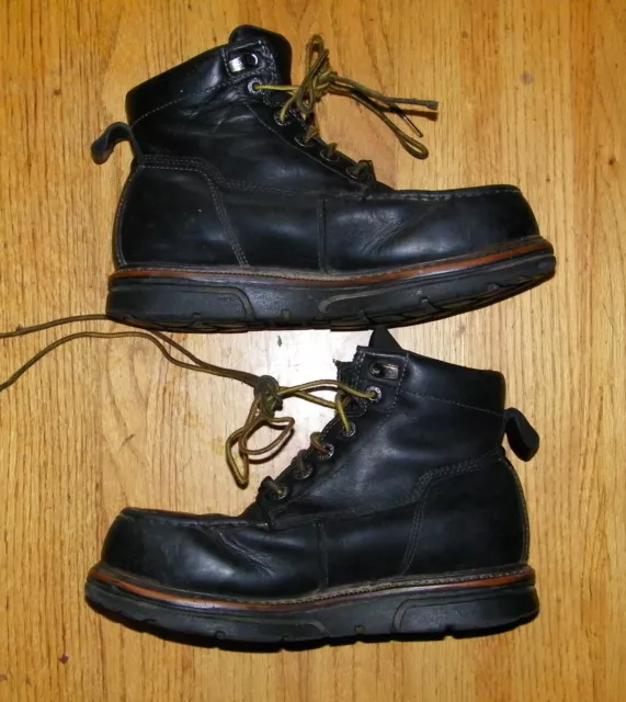 Men's WOLVERINE Black Leather Steel Toe Work Boots Slip / Oil Resistant Sz 8 1/2