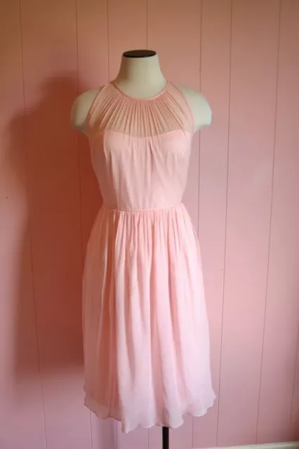 J Crew Petite Megan Dress in Silk Chiffon 12P Misty Rose Pink $250