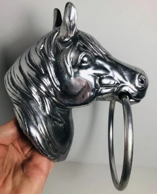 Vtg Horse Head Towel Ring Metal Wall Mount Farmhouse Ranch Decor Equestrian