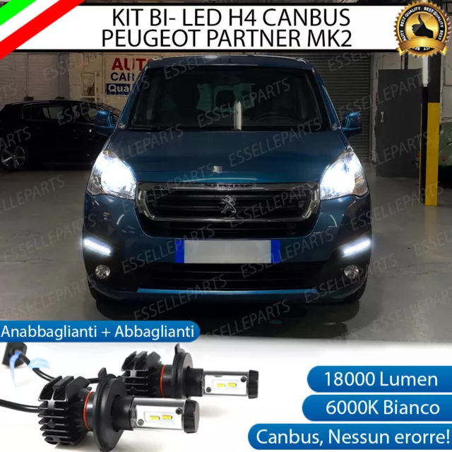 Kit Led H4 6000K Peugeot Partner Mk2 18000 Lumen Canbus 100% No Errore