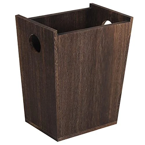 LIANTRAL Wood Trash Can Wastebasket Bathroom Trash Can Kitchen Trash Can 2-Ga...
