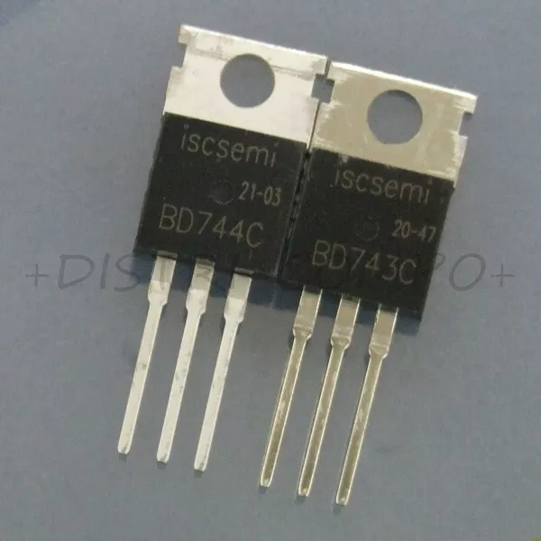 BD743C BD744C Transistor NPN PNP 100V 15A TO-220 Inchange RoHS (Lot de 2)