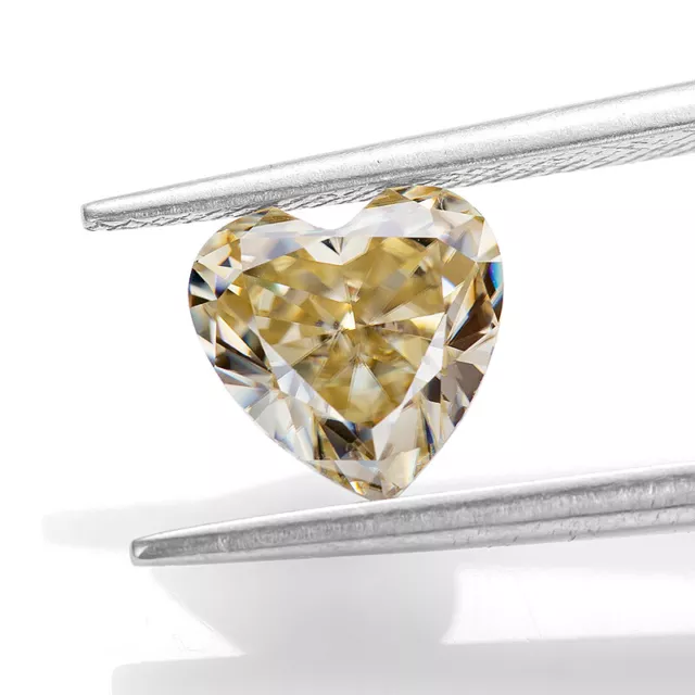 Yellow Color Heart Cut 0.70 to 7.70 Ct Loose Moissanite VVS1 For Engagement Ring