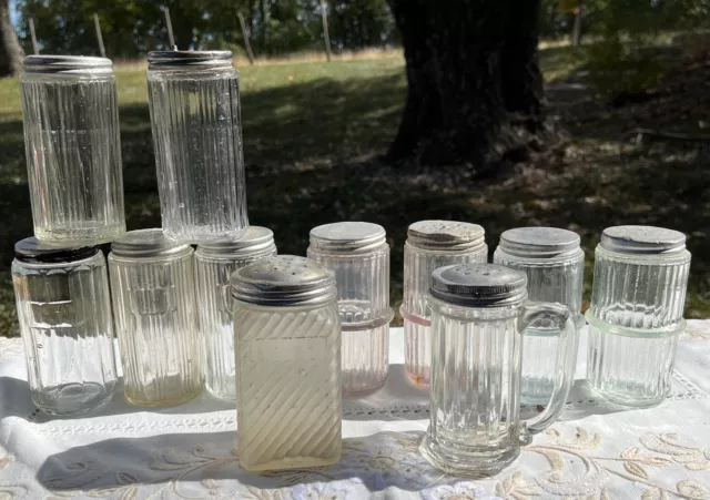 Glass Vintage Hoosier spice jars  12 jars ribbed amethyst