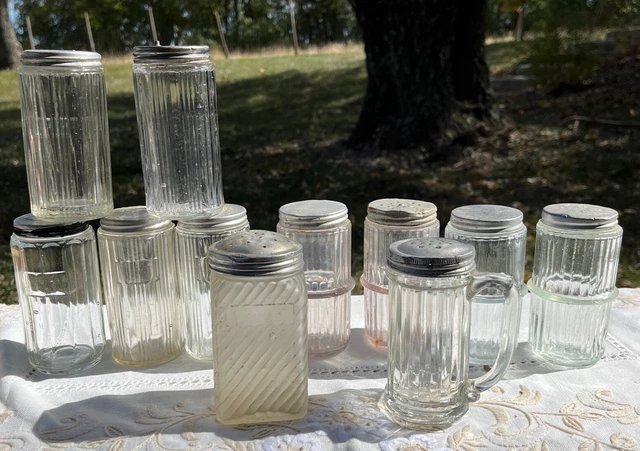 Glass Vintage Hoosier spice jars  12 jars ribbed amethyst