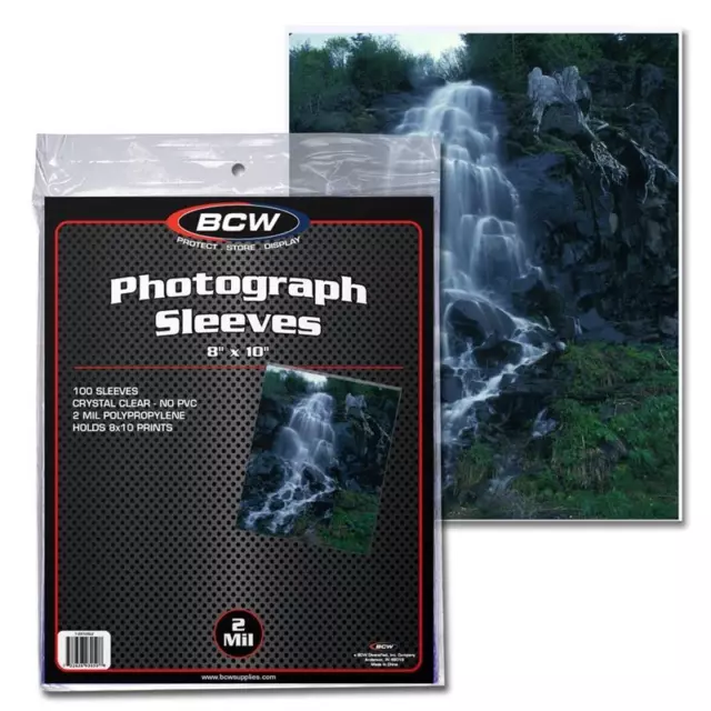 Pack of 100 Sleeves BCW 8X10 Photo Sleeves Toploaders (#CS14)