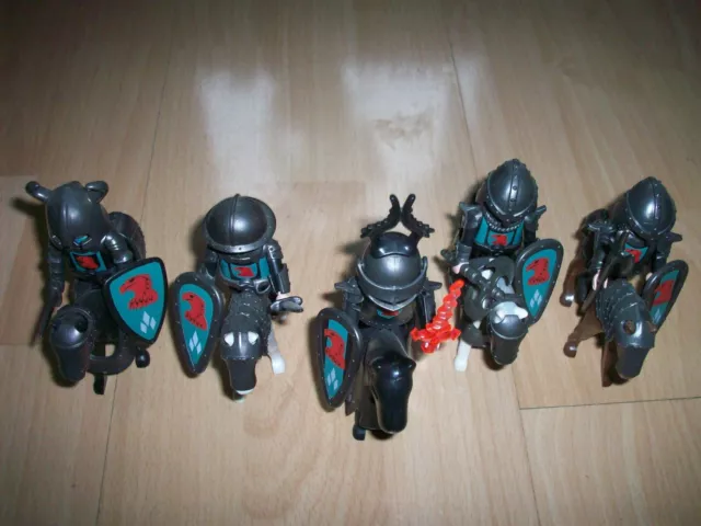 5  Playmobil Falken RAUB Ritter GRÜN Soldaten 4866 Schabracke Pferd REITER
