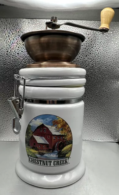 Farmhouse Kitchen Chestnut Creek Ceramic Canister Decor Airtight Coffee Jar  EUC