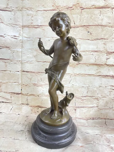 Hand Made Art Deco Nude boy by French Artist Moreau Bronze Sculpture Staue Art