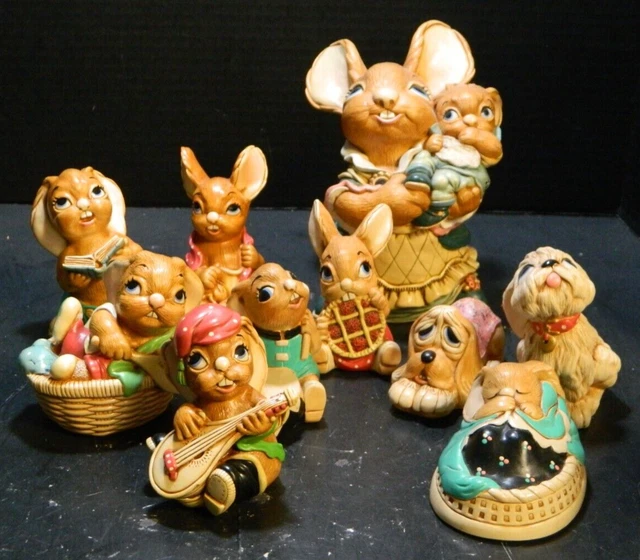 Vintage Lot of (10) Pendelfin Rabbit Figurines