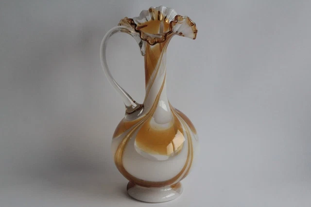Grand Pichet En Verre Soufflé Fumé Taillé - Hauteur 30 Cm - Vintage Superbe