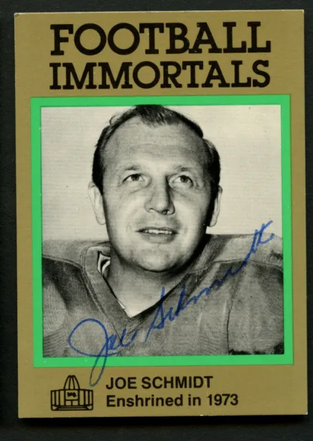 Joe Schmidt #107 signed autograph auto Pro Football Hall of Fame Immortals Card
