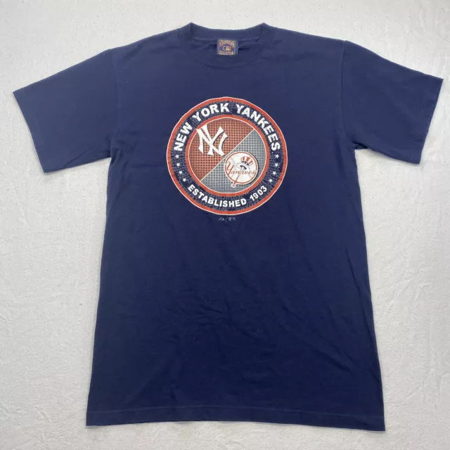 New York Yankees Cooperstown Collection T-Shirt Mens Medium 2 Logo Established T