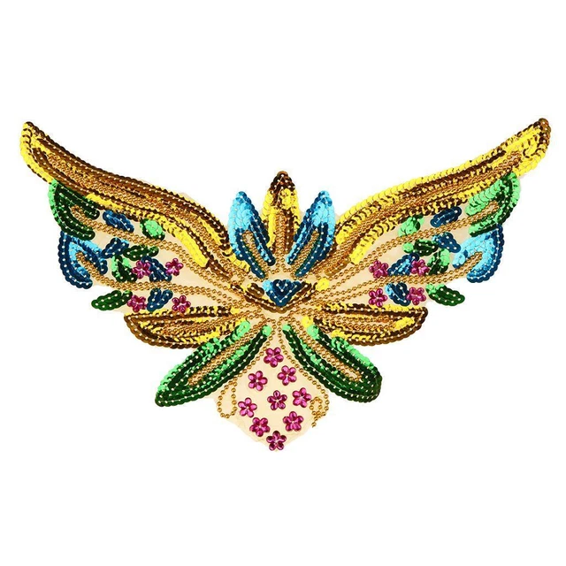 Rhinestone Flower Sequin Butterfly Patches Embroidered Appliques For Sewing