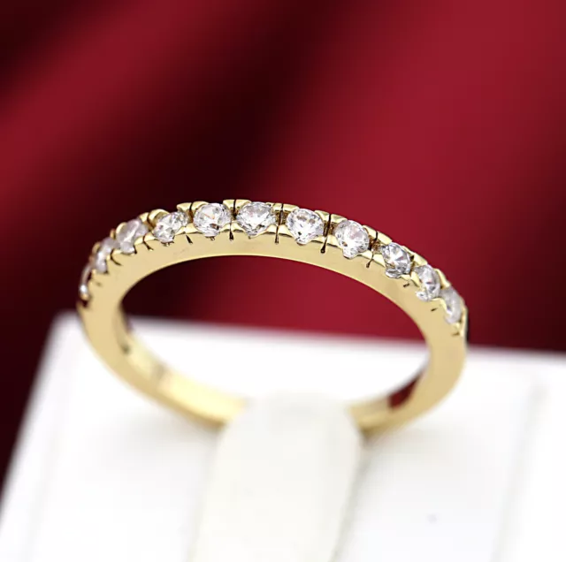 18K Gold Gf Ladies Eternity Band Anniversary Wedding Ring W/ Simulated Diamond 3