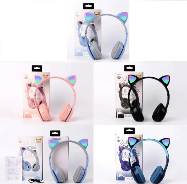 Cuffie Bambini Wireless Auricolare LED Orecchie Gatto Iphone Smartphone