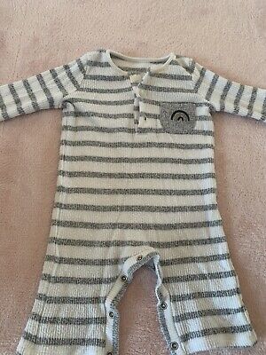 George Asda Baby Romper Unisex Rainbow Grey Stripy 3-6 Months