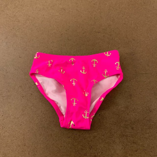 Flapdoodles Toddler Girls Size 4T Hot Pink Gold Tone Foil Anchors Bikini Bottom