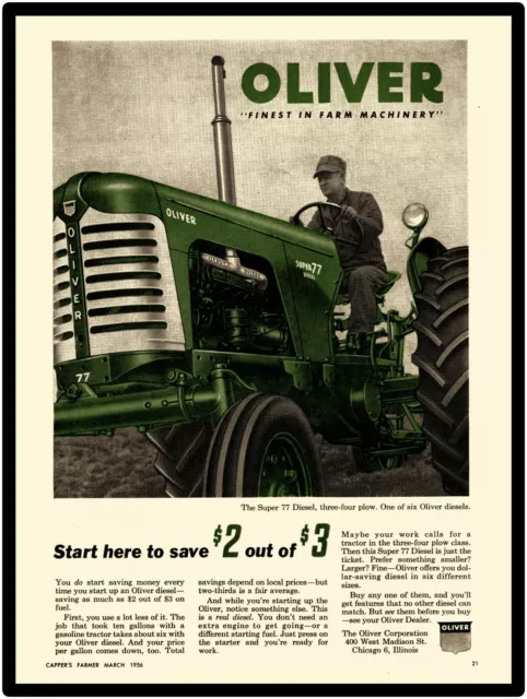 Oliver Farm Tractors New Metal Sign Model Super 77 Diesel Featured