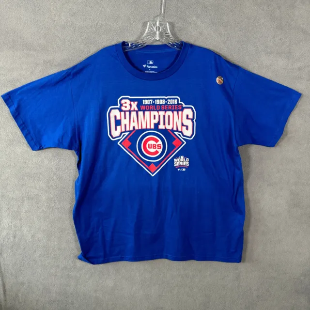 Chicago Cubs T-Shirt Adult XL 2016 World Series 3 time Champions Blue Men’s