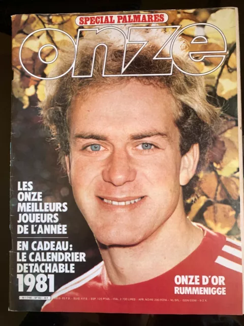 Magazine ONZE Football n°60 de 1980; Rummenigge Onze d'Or/ Calcio/ Hidalgo/ Lari