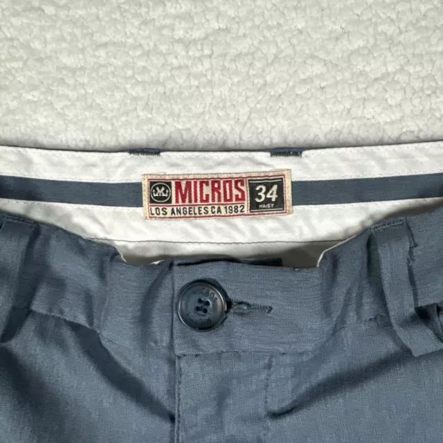 Micros Mens Blue Slash Pocket Chino Shorts Waist 34 3