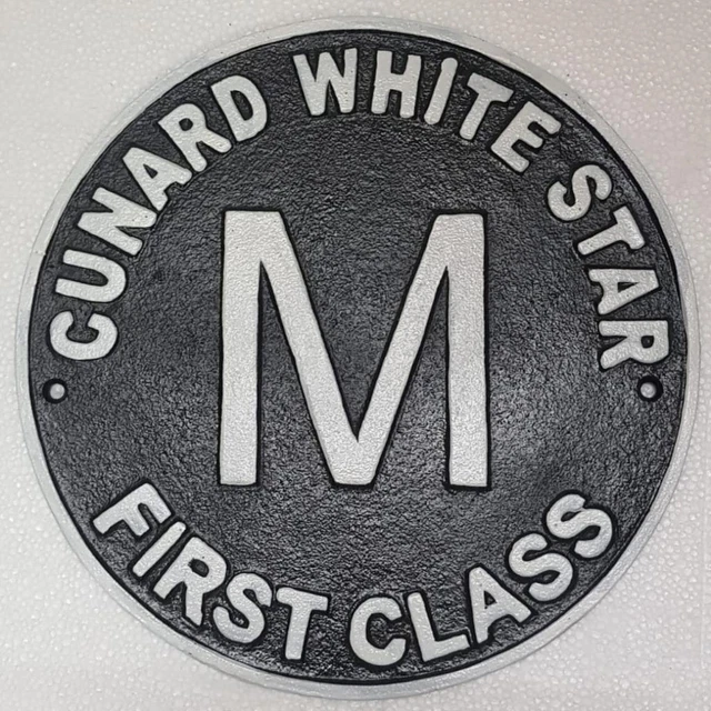 Vintage Style Cast Iron Wall Sign - CUNARD WHITE STAR FIRST CLASS - 25cm x 25cm