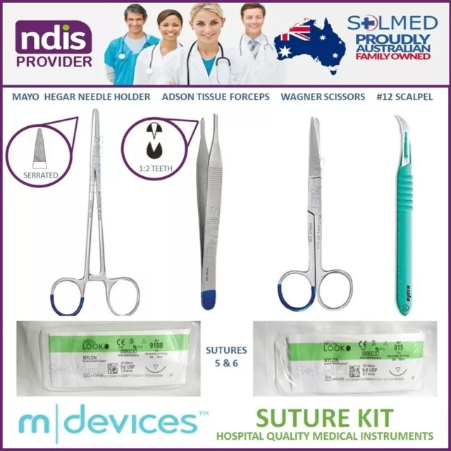 SUTURE KIT STERILE INSTRUMENTS SUTURES USP 5 & 6 PREMIUM 304 STAINLESS STEEL No3