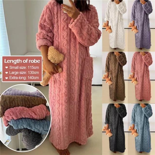 WOMENS SNUGGLE FLEECE Dressing Gown Robes Extra Long Cuddly Plush Bathrobe  Gowns £24.95 - PicClick UK