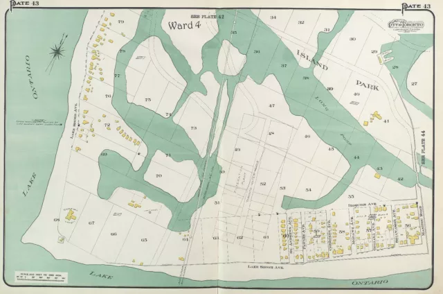 1910 Charles E. Goad Toronto Canada Island Park Lakeside Lighthouse Atlas Map