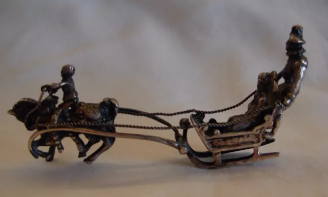 An Antique Silver Plated Sleigh With Horse, By J.i.w.