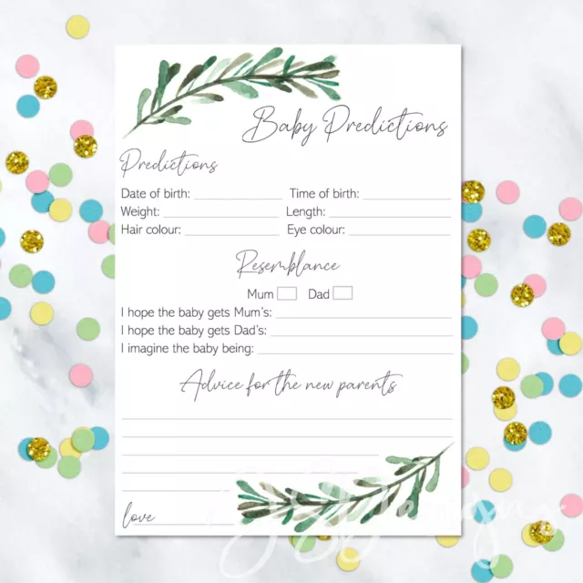 Baby Prediction Cards / Multiple Designs / Baby Shower or Party Game