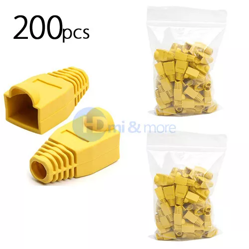 200x Yellow CAT5E CAT6 RJ45 Ethernet Network Cable Strain Relief Boots