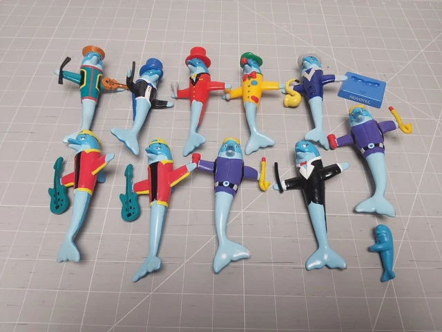 Rare Novotel Gift Dolphins  x 10  Collectable Toys With FREE Stand