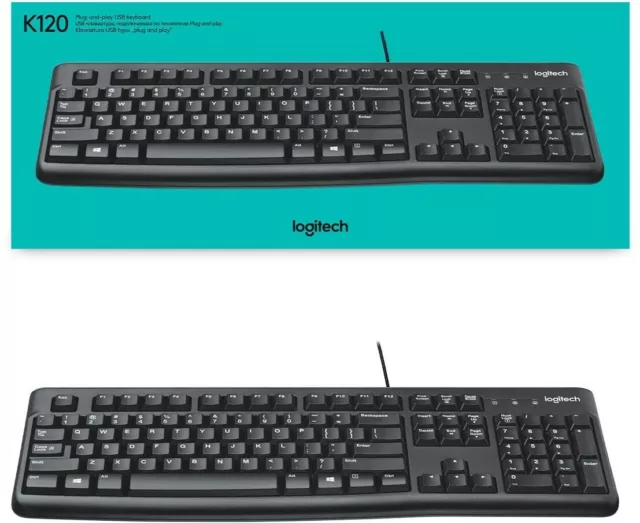 Logitech K120 USB Keyboard for PC - Black